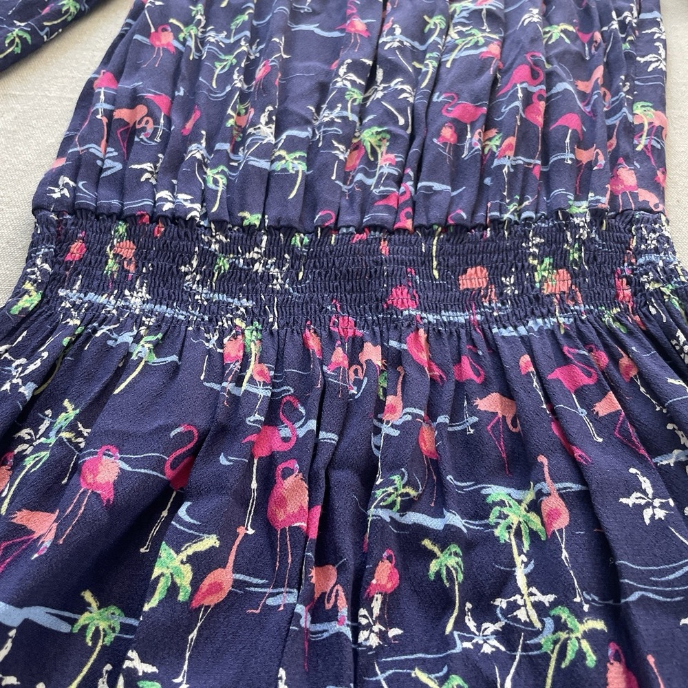 Tori Richard Honolulu Mini Dress Womens 10 Blue Floral Hawaiian Off The Shoulder - Picture 3 of 8